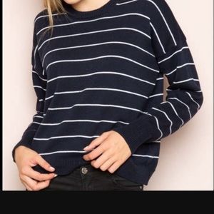 Brandy Melville Navy White Striped Sweater, EUC